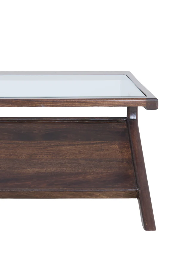 Coffee table 112x70x41 cm YUKI mango wood choco brown+glass - Image 6