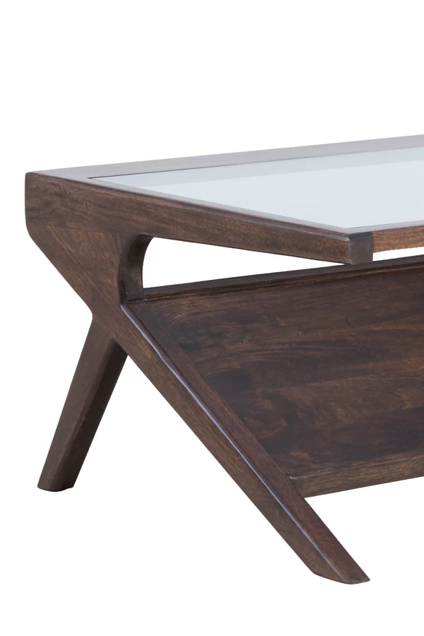 Coffee table 112x70x41 cm YUKI mango wood choco brown+glass - Image 7