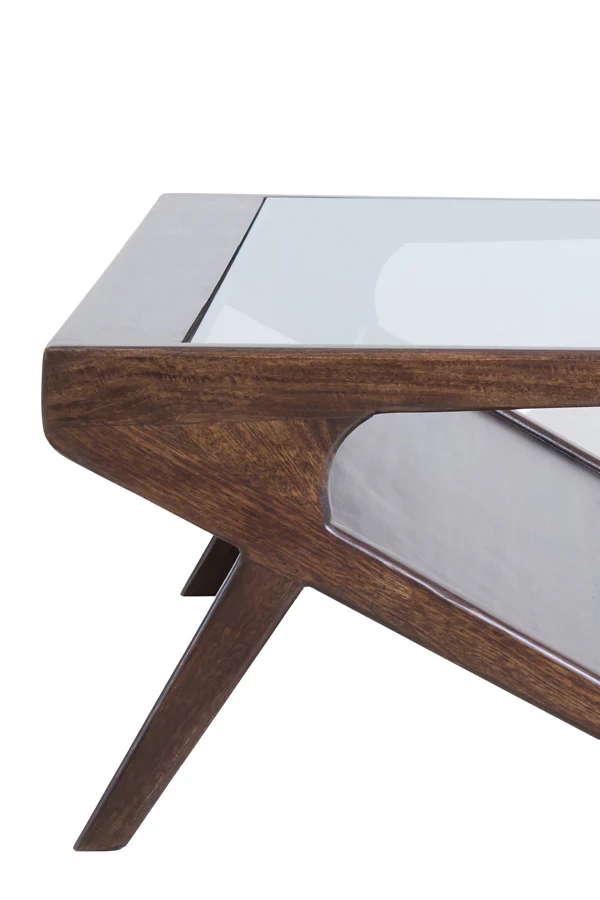 Coffee table 112x70x41 cm YUKI mango wood choco brown+glass - Image 8