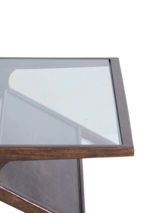 Coffee table 112x70x41 cm YUKI mango wood choco brown+glass - Image 9