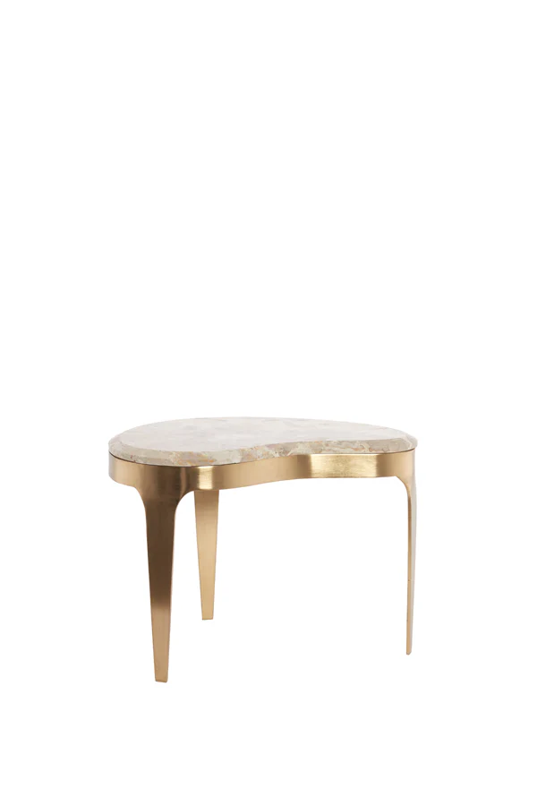 Coffee table 51x33x36 cm GIULIO marble taupe+antique bronze - Image 2