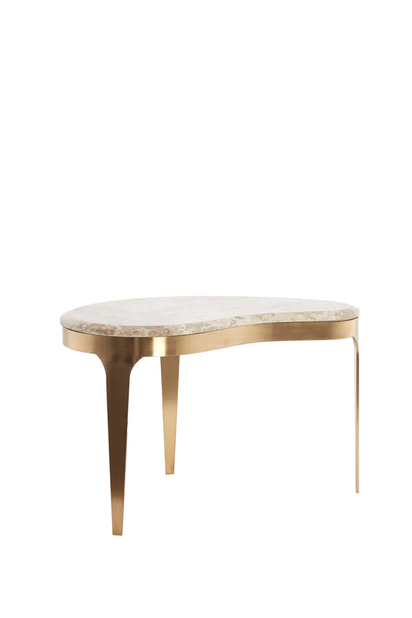 Coffee table 65x39x41 cm GIULIO marble taupe+antique bronze - Image 2