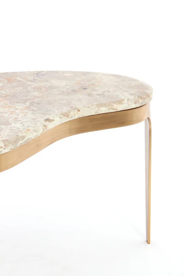 Coffee table 65x39x41 cm GIULIO marble taupe+antique bronze - Image 3