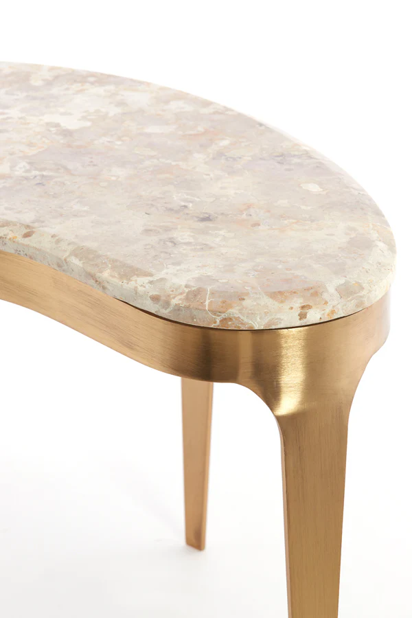 Coffee table 65x39x41 cm GIULIO marble taupe+antique bronze - Image 4