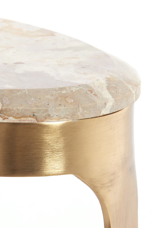 Coffee table 65x39x41 cm GIULIO marble taupe+antique bronze - Image 5