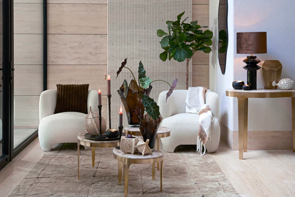 Coffee table 65x39x41 cm GIULIO marble taupe+antique bronze - Image 7