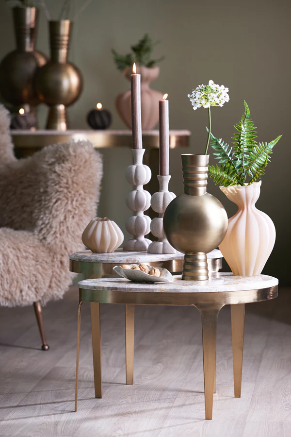 Coffee table 65x39x41 cm GIULIO marble taupe+antique bronze - Image 8
