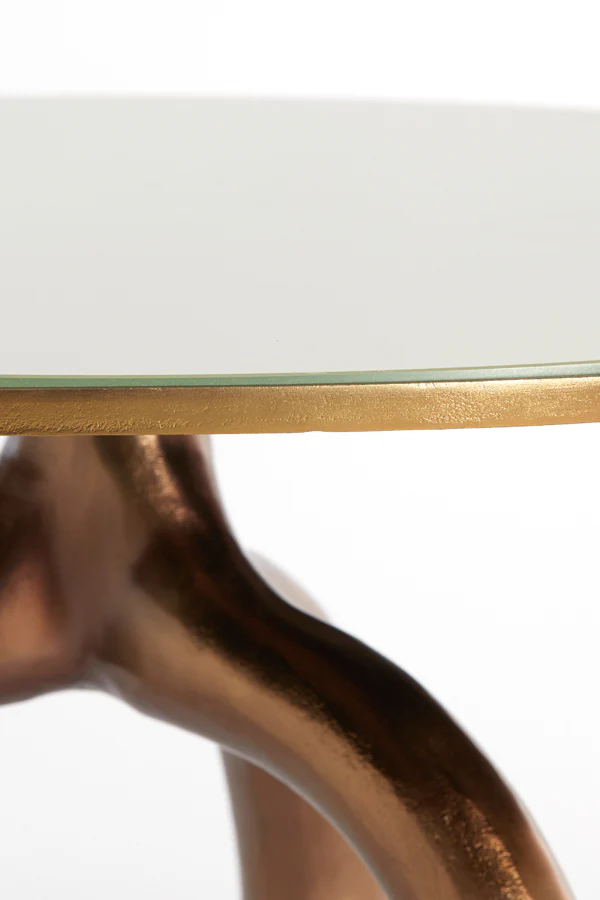 Coffee table 76x40 cm MELLO shiny brown bronze+glass taupe - Image 4