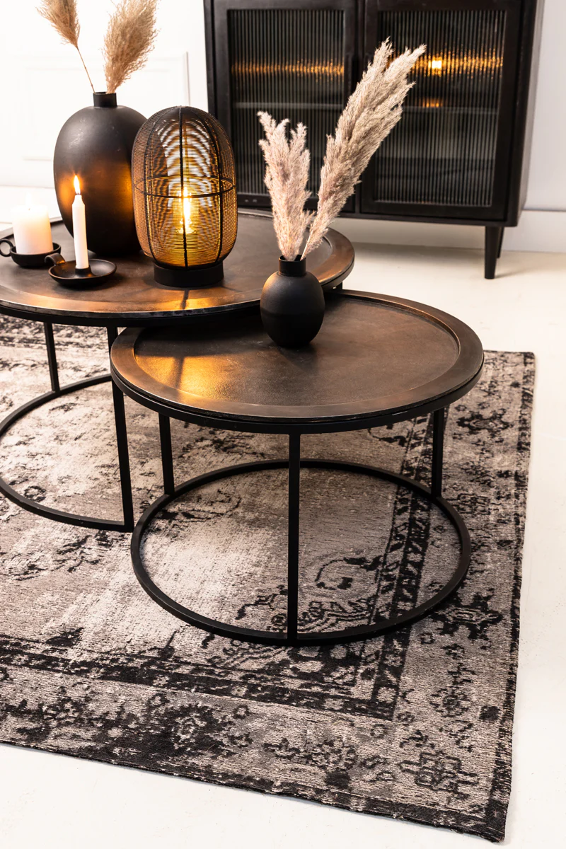 Coffee table S/2 60x38+78x42 cm TALCA lead antiq deep edge - Image 5