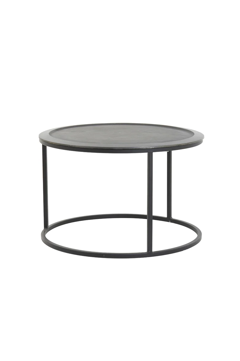 Coffee table S/2 60x38+78x42 cm TALCA lead antiq deep edge - Image 8