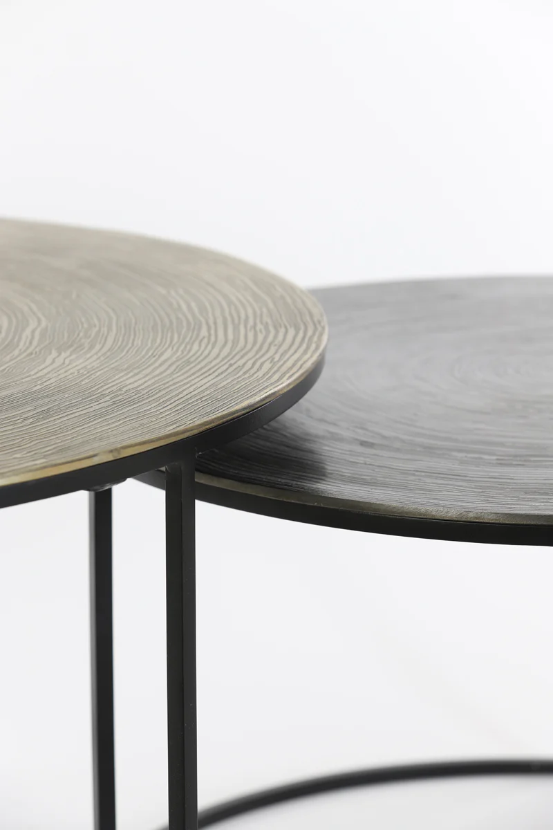Coffee table S/2 61x37+76x41 cm PRIMO blck-bronze+mat blck - Image 7