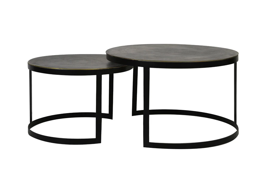Coffee table S/2 62x41+76x46 cm TRELO antique bronze-black