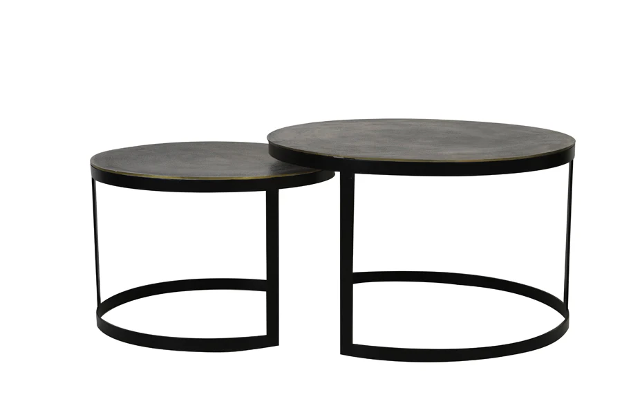 Coffee table S/2 62x41+76x46 cm TRELO antique bronze-black - Image 2