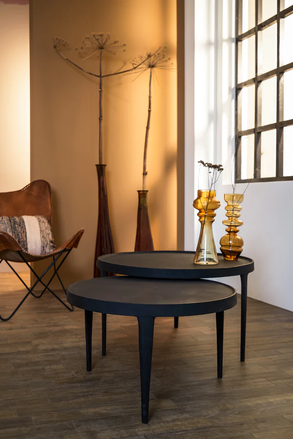 Coffee table S/2 64x39+75x44 cm TOBIAS black - Image 9