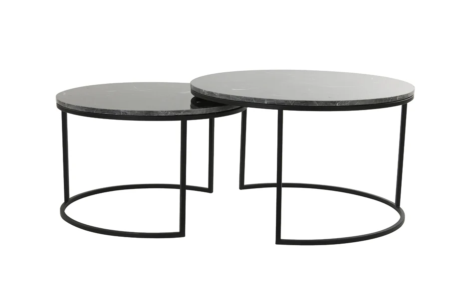 Coffee table S/2 65,5x40,5+75x45,5 cm ALFIO brwn mrbl+blck - Image 3