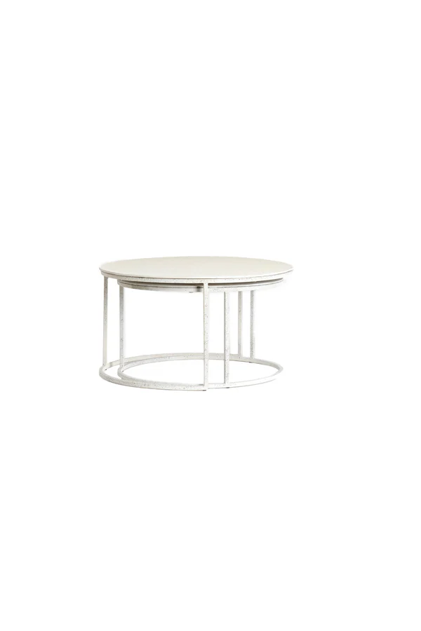 Coffee table S/2 65x38+75x42 cm SADAR white+l grey spotted - Image 2