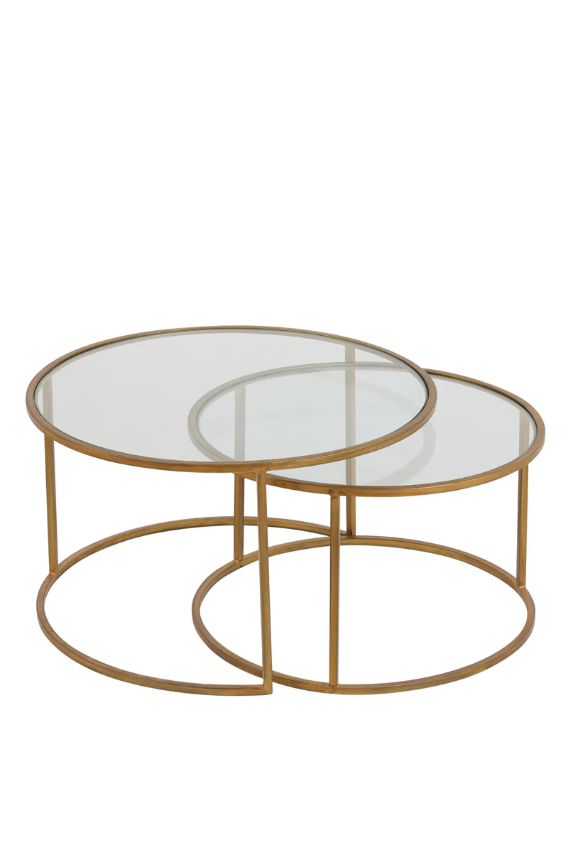 Coffee table S/2 65x39+75x44 cm DUARTE glass-gold - Image 5