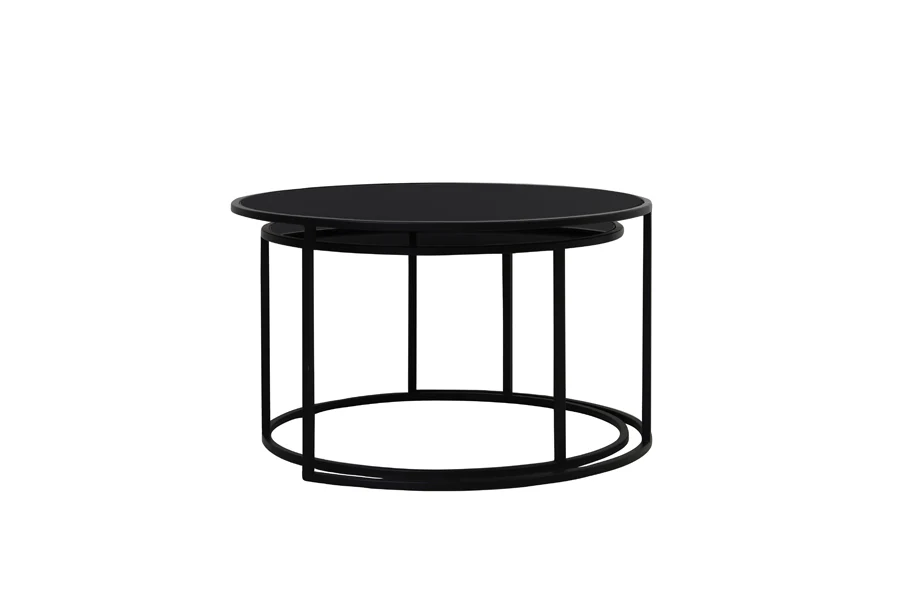 Coffee table S/2 65x39+75x44 cm DUARTE gls black-matt blck - Image 4