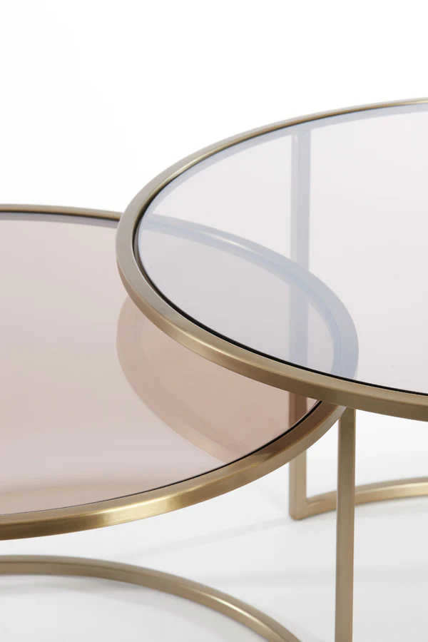 Coffee table S/2 65x39+75x44 cm DUARTE gls brown+l gold - Image 7