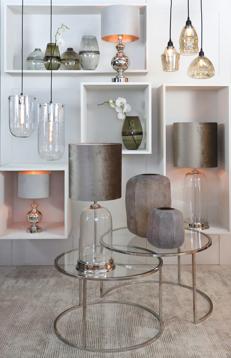 Coffee table S/2 65x39+75x44 cm DUARTE nickel+glass - Image 3