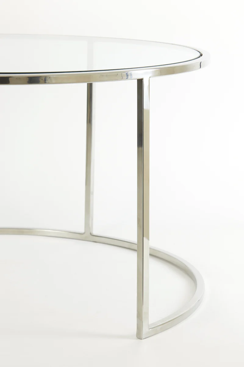 Coffee table S/2 65x39+75x44 cm DUARTE nickel+glass - Image 8