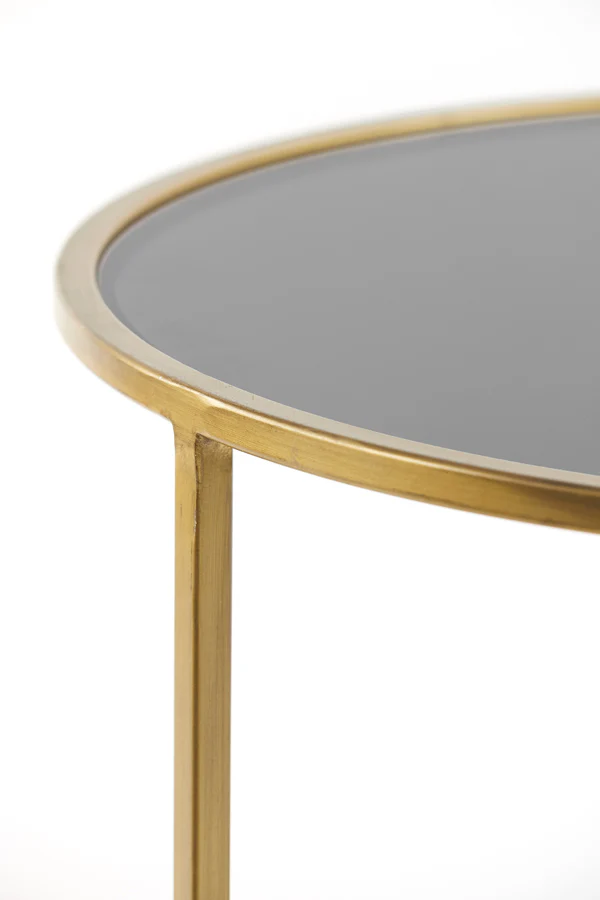 Coffee table S/2 65x39+75x44 cm DUARTE smoked glass-gold - Image 7