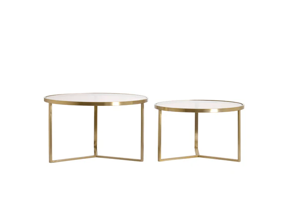 Coffee table S/2 65x39+75x44 cm SERELLE light gld+gls brwn - Image 3