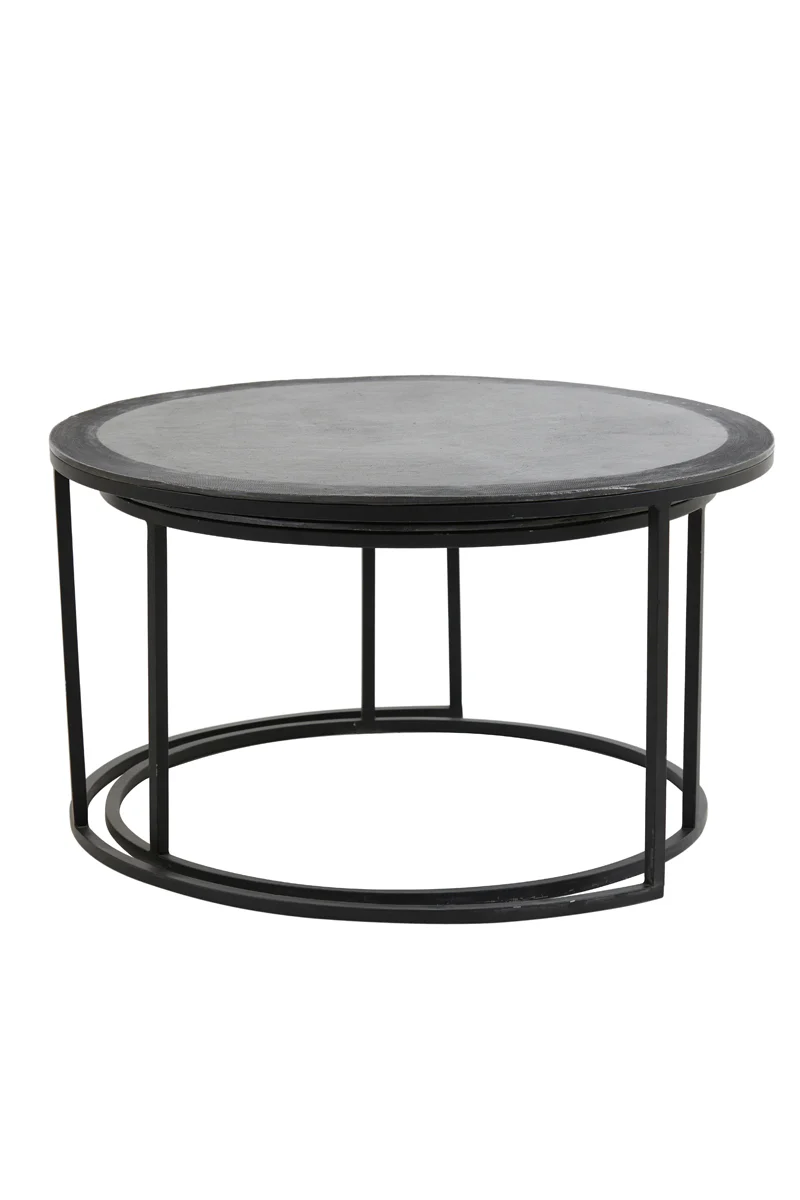 Coffee table S/2 67,5x39,5+75x45 cm TALCA lead antiq edge - Image 2