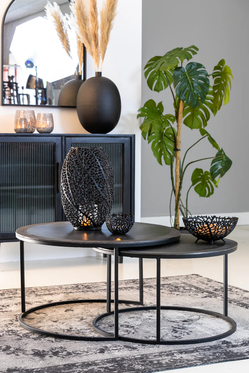 Coffee table S/2 67,5x39,5+75x45 cm TALCA lead antiq edge - Image 3