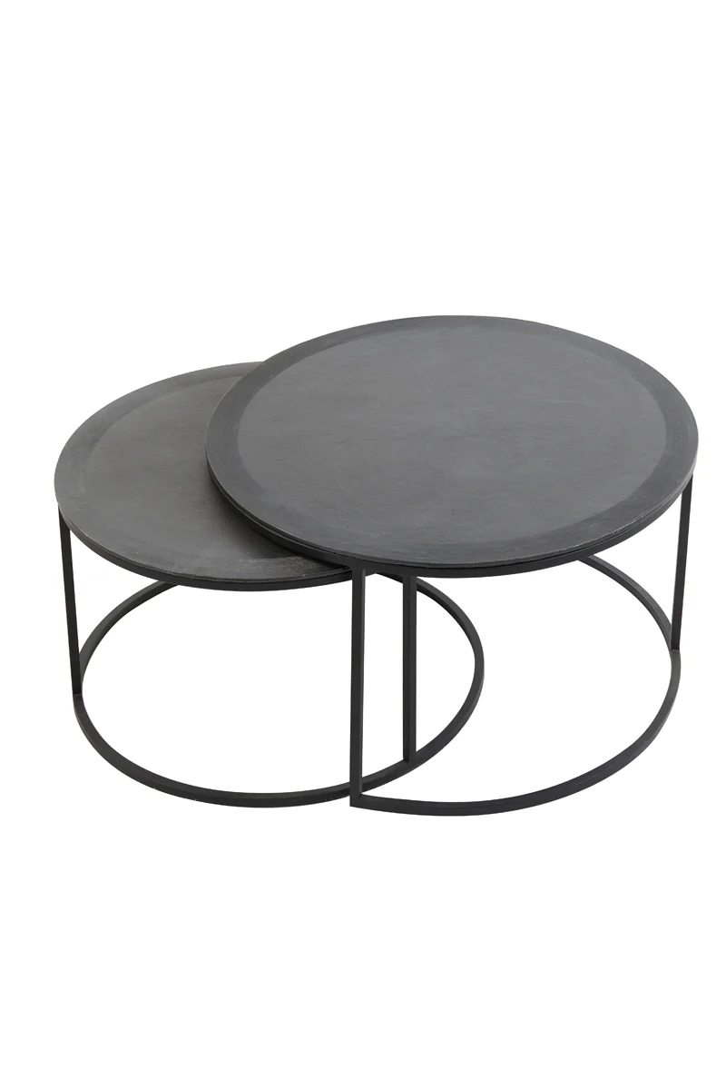 Coffee table S/2 67,5x39,5+75x45 cm TALCA lead antiq edge - Image 9
