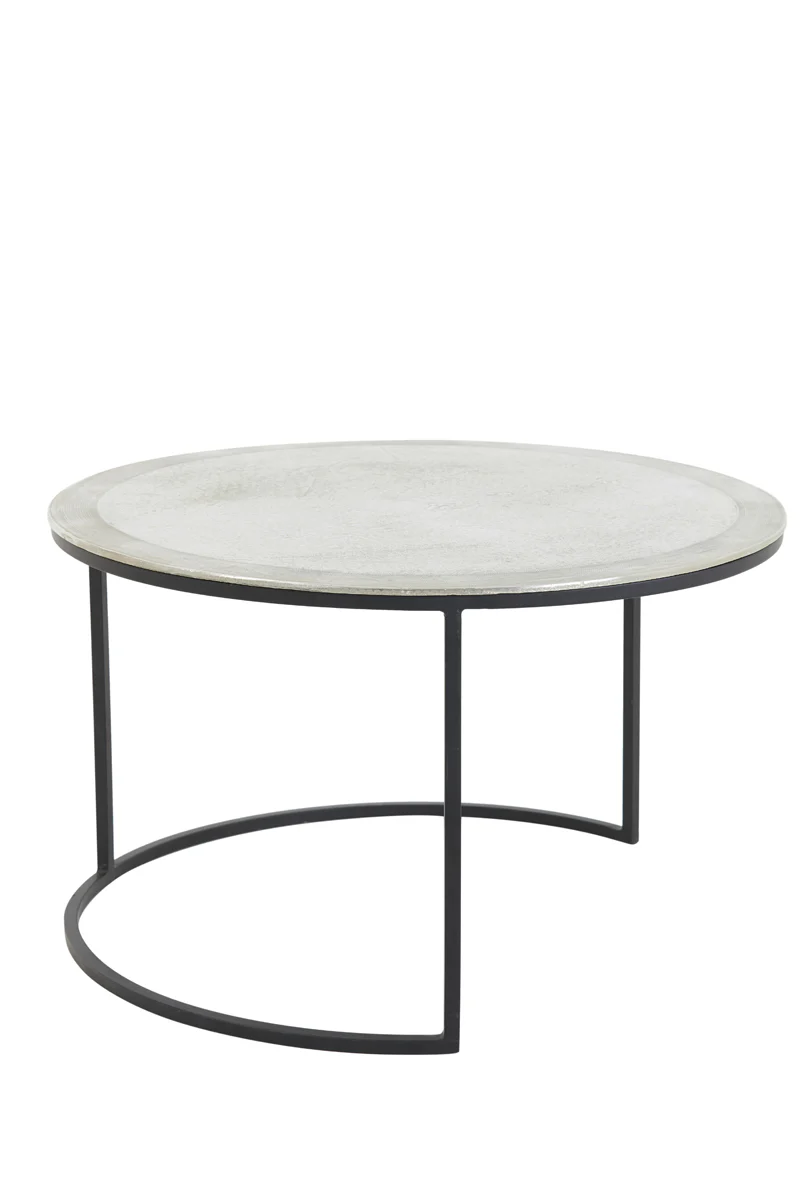 Coffee table S/2 67,5x39,5+75x45 cm TALCA raw nickel - Image 4