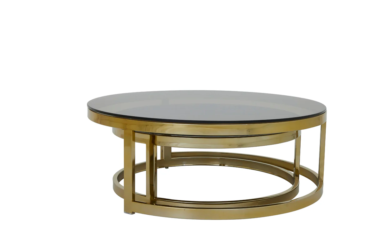 Coffee table S/2 max 100,5x36,5 cm MILAGRO glass brw+lgt gd - Image 2