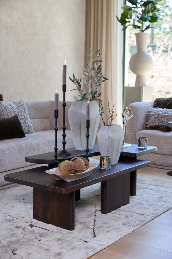 Coffee table S/2 max 120x60x45 cm CRATO acacia wood choco br - Image 7