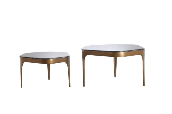Coffee table S/2 max 77x70x42 cm AVI glass smoke+ant bronze - Image 3