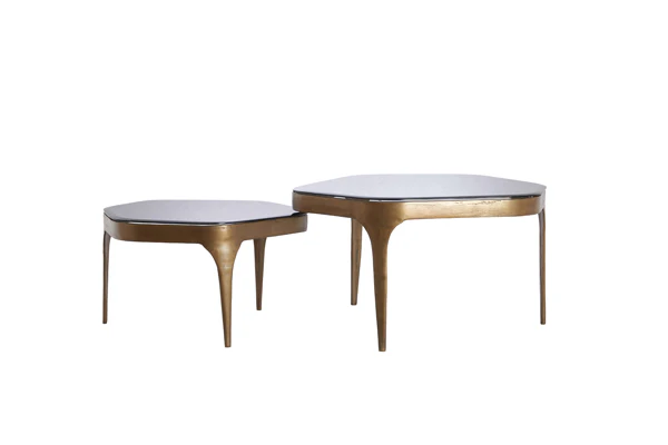 Coffee table S/2 max 77x70x42 cm AVI glass smoke+ant bronze - Image 4