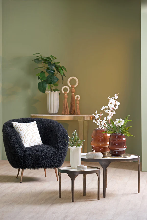 Coffee table S/2 max 85x85x42 cm ELI shiny cream+ant bronze - Image 10