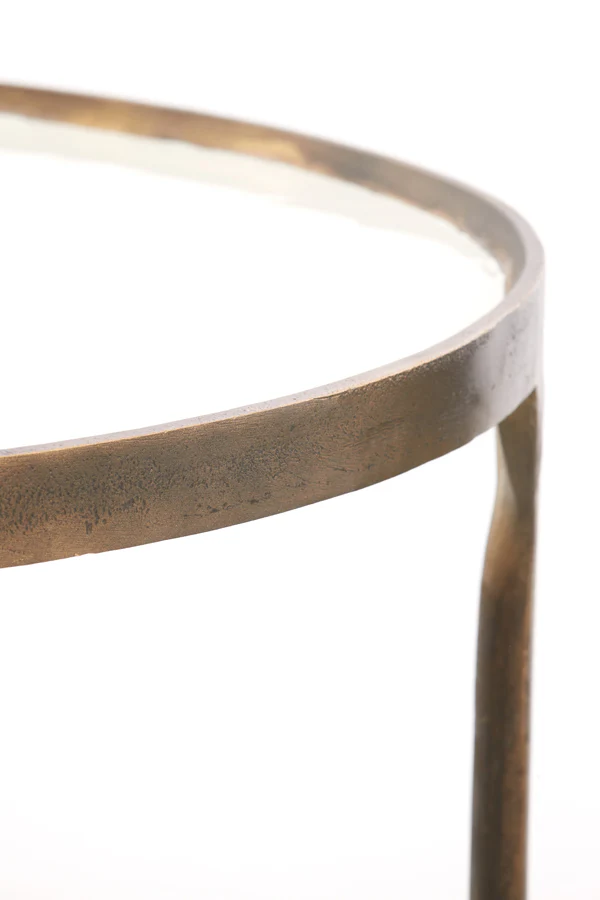 Coffee table S/2 max 85x85x42 cm ELI shiny cream+ant bronze - Image 6