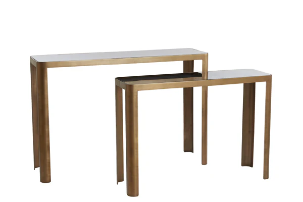 Console S/2 100x30x70+120x35x80 cm OXE ant. br+smoked gl. - Image 2