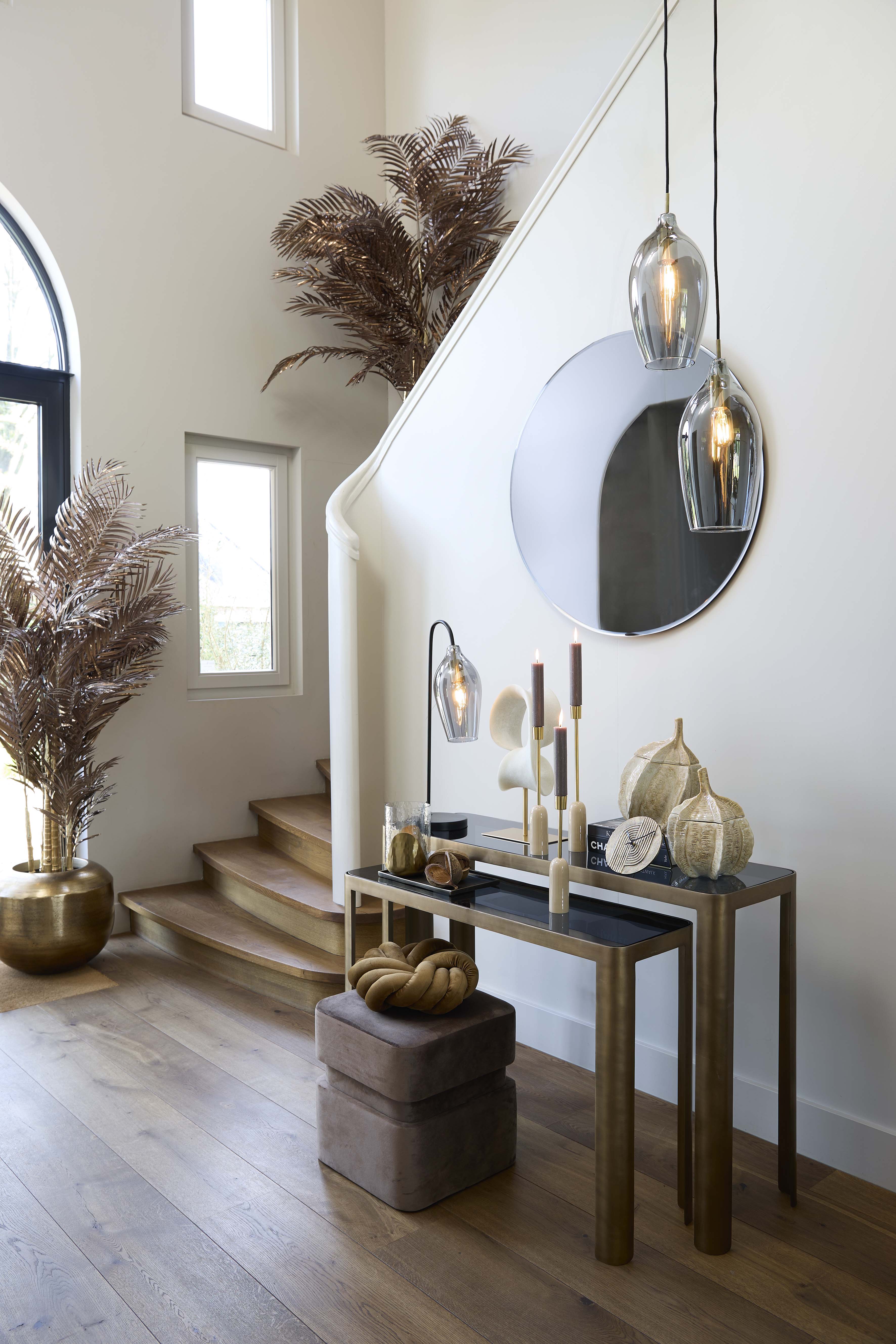 Console S/2 100x30x70+120x35x80 cm OXE ant. br+smoked gl. - Image 6