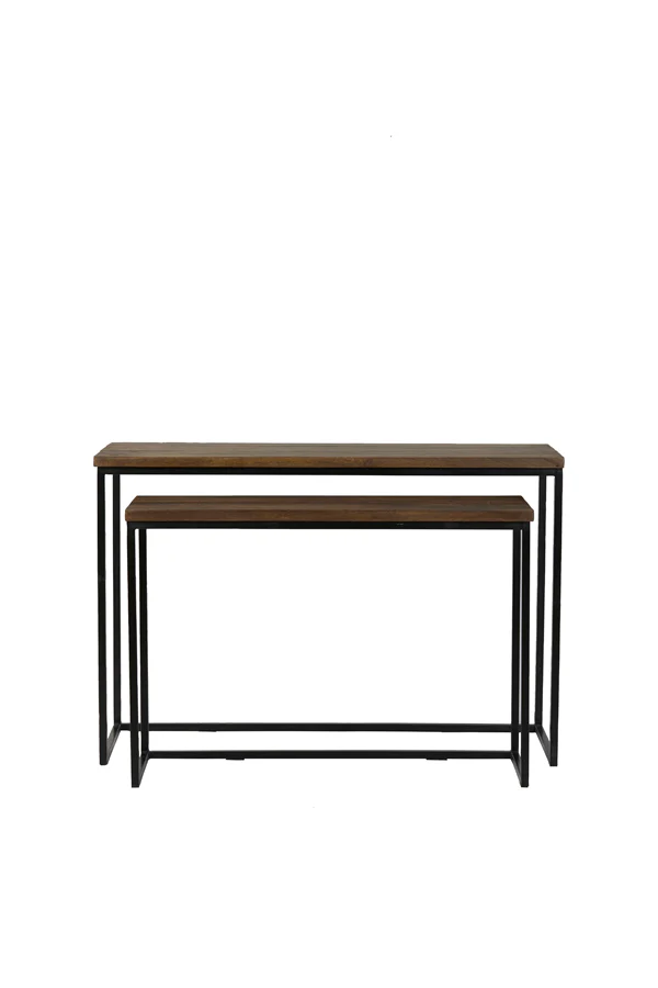 Console S/2 100x30x70+120x40x82 cm BRYSON wood brown-black - Image 2