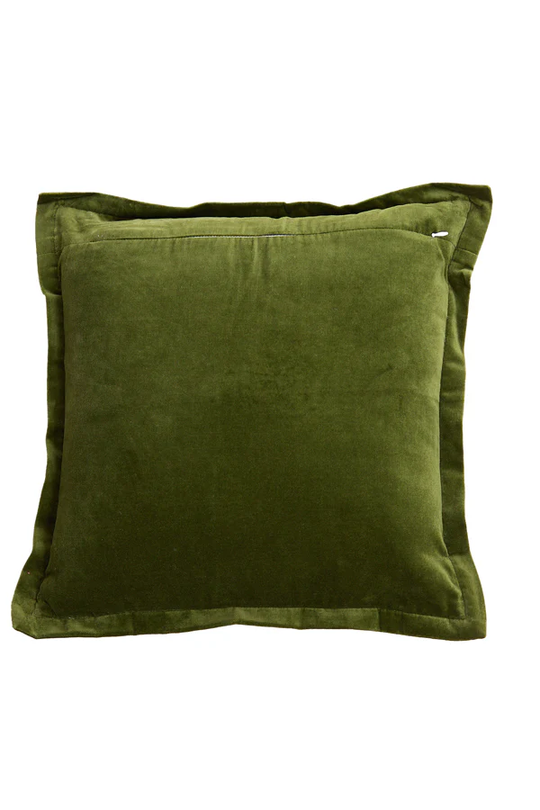 Cushion 45x45 cm BAXLEY velvet dark green+linen natural - Image 2
