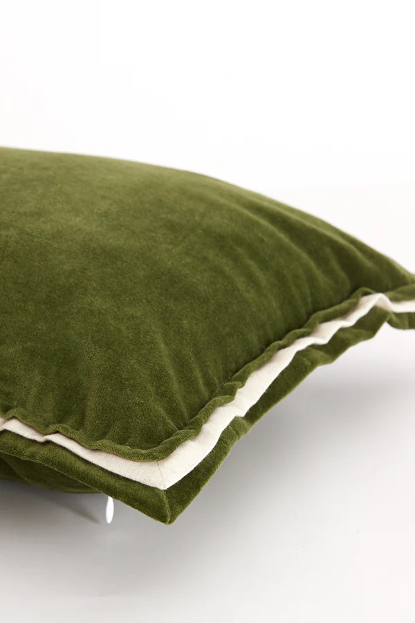 Cushion 60x30 cm BAXLEY velvet dark green+linen natural - Image 3