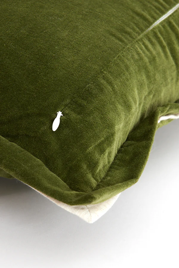 Cushion 60x30 cm BAXLEY velvet dark green+linen natural - Image 4