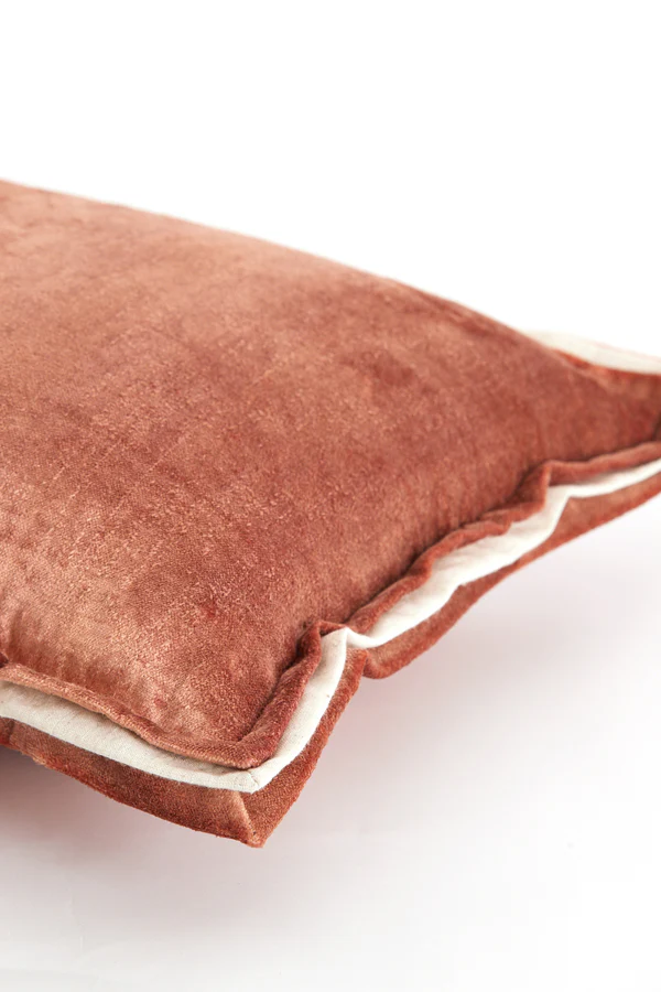 Cushion 60x30 cm BAXLEY velvet old pink+linen natural - Image 3