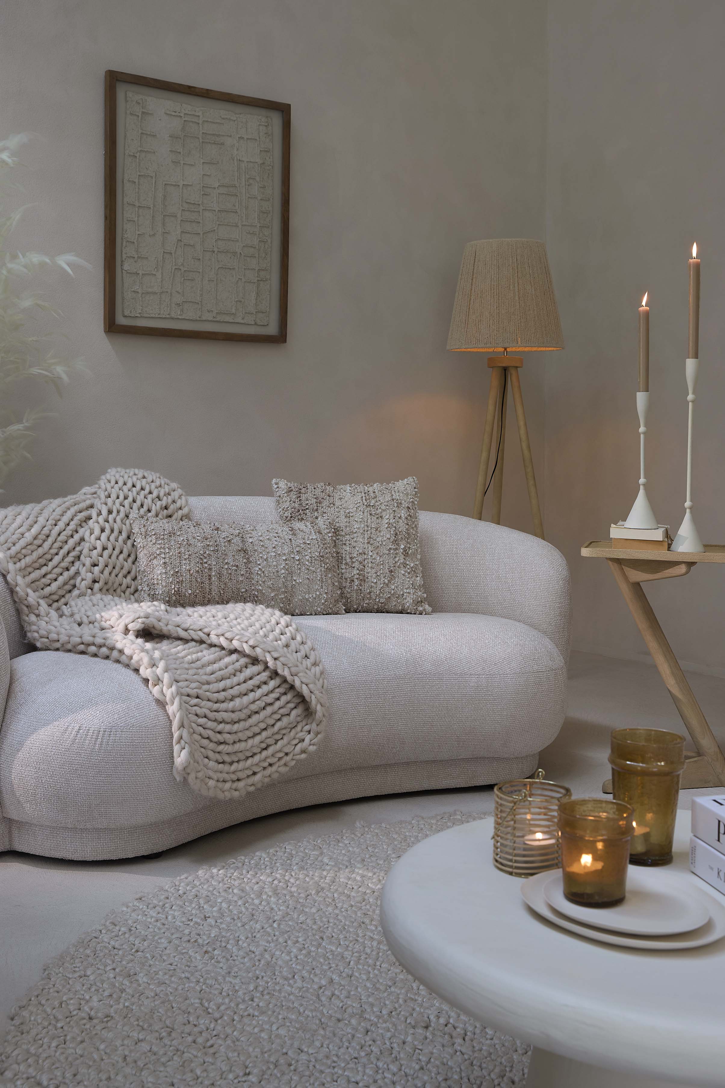 Cushion 60x30 cm MEZOKI bouclé light brown - Image 5