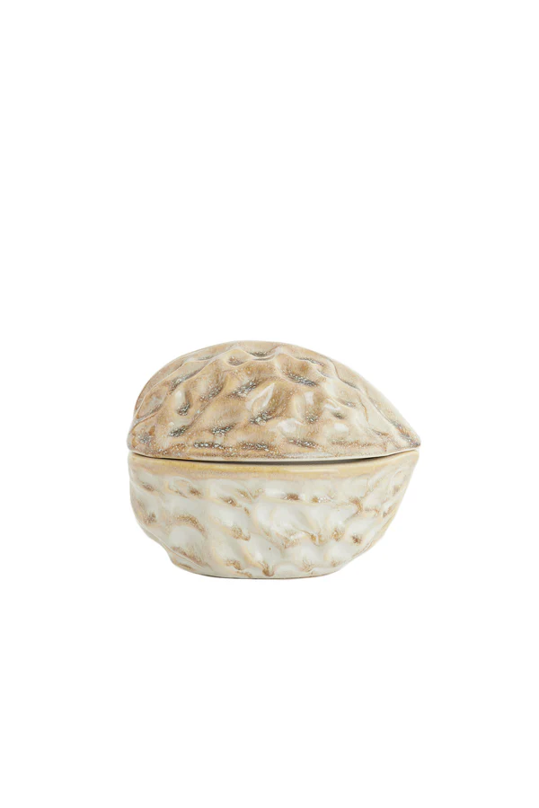 Deco box 18,5x15,5x14,5 cm WALNUT ceramics sand