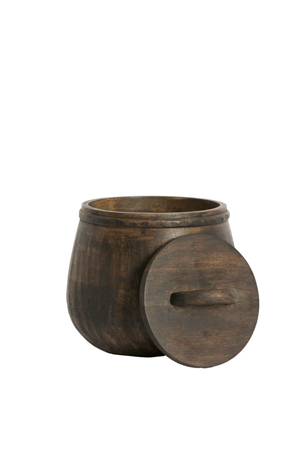 Deco box 18x18 cm VEDRA mango wood antique dark brown - Image 2