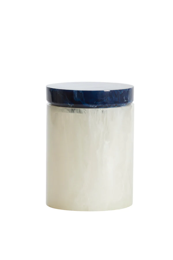 Deco box+lid 13x17 cm KELIMUTU white+blue