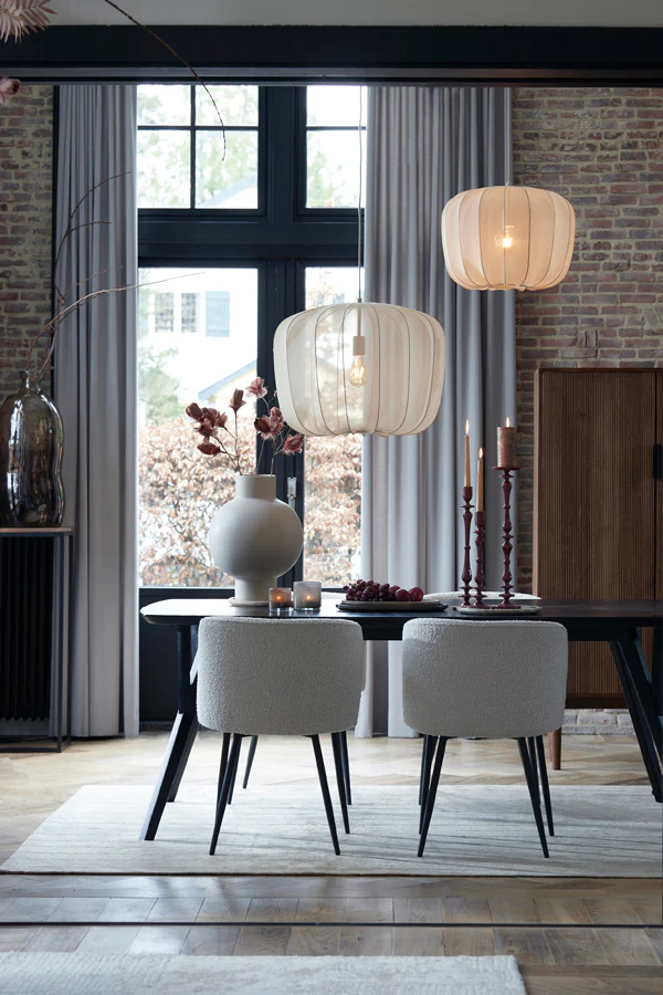 Dining chair 56x55x79 cm ELYNA bouclé cream-matt black - Image 10