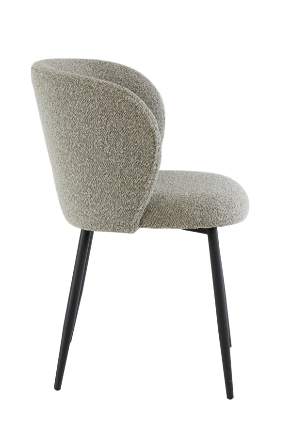 Dining chair 56x55x79 cm ELYNA bouclé grey brown-matt black - Image 2